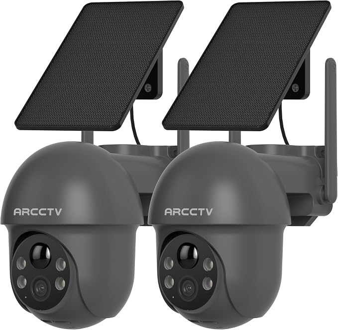 Cámara Solar ARCCTV Negra 2K — Kit x2